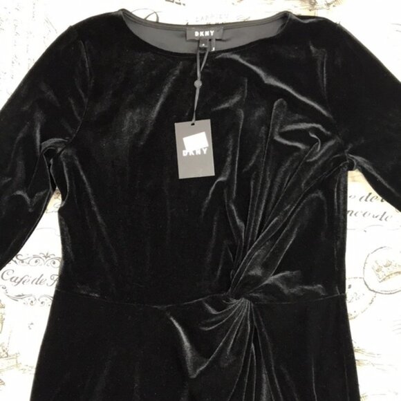 Dkny Faux-Wrap Velvet Dress - Picture 3 of 7